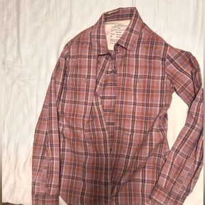 REI Women's Casual Plaid Button Down Shirt in Red and Pink